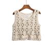Novos Produtos de Comércio Exterior Amazon Ebay Aliexpress Top Estilo Colete Tricot Pesado Vazado Borla Nó Concêntrico Retrô