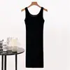 Vestido-regata sem costura de seda gelada para meninas plus size gordinhas, vestido longo justo abaixo do joelho, saia-calça fina para usar por baixo, sem mangas, com alças, para todas as ocasiões, vestido de dormir