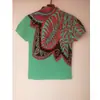 Camiseta con estampado de diseño Sanzhai para mujer, primavera y verano, nueva moda, top de manga corta con cuello alto ajustado y fruncido para adelgazar
