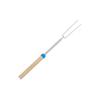 En stock, tenedor telescópico para barbacoa de acero inoxidable para exteriores, tenedor para perritos calientes, mango de madera, cuerda para barbacoa, tenedor telescópico para barbacoa en forma de U