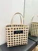 Cesta de Legumes Coração Colorido Contrastante Sacola Plástica Trançada Bolsa de Ombro Grande Capacidade Tecida à Mão Sacola de Lembrança Presente de Casamento