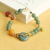 Pulsera de Jadeíta Natural Grado A Aiyu Verde Aceite Azul Hebilla de Seguridad Horizontal Pulsera Fábrica de Jade Venta al por Mayor S4041101