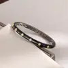 Pulsera Italiana Cepillada de Lujo Ligero Negro Oro Incrustada con Diamantes para Mujer, Pulsera Abierta Retro a la Moda, Exquisita Joyería Estilo Palacio