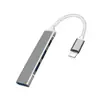 Hub Extensor Multifuncional USB 3.0 Um para Quatro Tipo-C para Computador Pen Drive Splitter Multifuncional