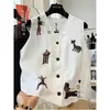 Chaleco de algodón y lino de alta gama con bordado pesado, cuello en V coreano, sin mangas, camiseta sin mangas, prenda exterior, verano fino para mujer