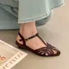 Chuyuji 2026 Verão Novo Estilo Sandálias Romanas Confortáveis para o Trabalho com Bico Fechado Vazado Baixo Sandálias Romanas Retro Versátil Bolsa