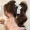 Pinza de plátano con lazo estilo coreano, pinza vertical, pinza de garra para coleta alta, tamaño grande para cabello grueso, pasador para mujer, pinza para la parte posterior de la cabeza, accesorio para el cabello