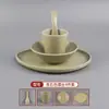 Mesa de Hot Pot Rústica Estilo Hombre Derretido, Tazones de Cerámica Melamínica Resistentes a la Rotura, Platos para Aceite y Platos para Carne de Res Fresca