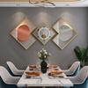 Pintura decorativa de restaurante de lujo ligero geométrico abstracto, reloj de pared mural, sala de estar, comedor, pintura colgante, moderno minimalista, pintura triple