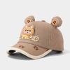 Outono e Inverno 2025 Corduroy Ins Urso de Desenho Animado Boné com Aba Infantil 2-6 Anos Boné de Baseball de Bebê Chapéu Quente