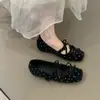 Zapatos de Salón Bajos para Mujer con Lunares Dulces, Nuevo Estilo de Zapatos Mary Jane que Aumentan la Altura, Estilo Retro para Mujer 2026, Lazo de Tela Negra