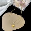 Collar Transfronterizo Europeo y Americano para Mujer, Estilo Trendy de Chica Cool, Cadena de Clavícula de Doble Capa, Acero de Titanio Chapado en Oro de 18K, Cadena Minimalista para Suéter