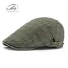 Gorra de Algodón Lavado Estilo Nuevo Cuatro Estaciones con Visera de Pato para Hombres y Mujeres, Boina Retro Británica, Gorra de Cuadros Transpirable Casual