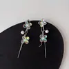 Pendientes de Flor y Perla Estilo Vacacional Diseño Francés Retro Pendientes Elegantes y de Moda