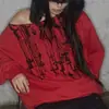 Camisetas Estilo Punk Oscuro Y2K Europeo y Americano Estilo Callejero Chica Picante Estampado Hombros Descubiertos Manga Larga Sudadera Camiseta Básica para Mujer Venta al por Mayor