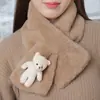 Cachecol de urso estilo celebridade da internet outono e inverno menina fofa quente cachecol de pelúcia versátil cachecol cruzado de pescoço espesso