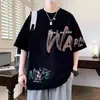 Camiseta de Manga Corta Estilo High Street Americano Conjunto de Verano para Estudiante Conjunto Casual de Dos Piezas para Hombre Tendencia Diaria Adolescente