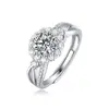 Anillo de Plata de Ley S925 con Incrustación de Moissanita Floral de Lujo, Estilo de Nicho de Gama Alta, Suministro Directo de Fuentes de Joyería Transfronteriza Europeas y Americanas