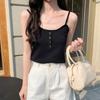 Camisola corta de verano para mujer, prenda exterior sin mangas, de punto de seda helada, con base interior ajustada.