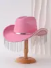 Chapéu de Cowboy Ocidental Popular Europeu e Americano com Franjas Finas Chapéu Pequeno Casual Elegante Chapéu de Festa de Festival Chapéu de Jazz