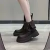Botas de Suela Gruesa para Mujer con Hebilla de Cinturón 2025 Estilo Británico Botines para Otoño e Invierno Botas de Estilo Nuevo con Forro de Felpa para Aumentar la Altura
