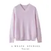 Otoño e Invierno Nuevo Cachemir Seda Holgado Raglán Tejido Base de Terciopelo Ropa Interior para Mujer Top con Cuello en V Suéter