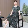 Novo vestido de verão em algodão e seda estilo chinês para mães, plus size, novo, de corte solto, elegante, emagrecedor, estilo étnico, acima do joelho