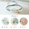 Pulseira de Ágata Natural Flor de Lótus para Mulheres, Pulseira Trançada Feita à Mão, Pulseira de Casal, Amizade Artística Ajustável Presente
