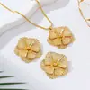 Conjunto de Colar e Brincos de Metal Elegante Retrô Florido de 3 Peças, Venda Quente Transfronteiriça Europeia e Americana, Moderno e Versátil