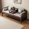 Nueva Cama Luohan de Madera Maciza Estilo Chino Madera de Olmo Vieja Sofá Extensible Push-Pull para Sala de Estar Chaise Longue Estilo Zen Muebles para Sala de Té