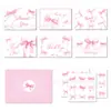 Hk068 Cartão de Cumprimentos com Laço Rosa para Adultos, Cartão de Bênçãos, Conjunto de Cartão de Cumprimentos com Envelope Decorado com Laço