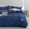 Juego de cama de cuatro piezas con diseño de gofre de clase A, de algodón 60 de calidad para bebés, color sólido, funda de edredón de algodón puro, ropa de cama ligera de lujo de alta calidad