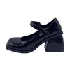 Sapatos Mary Jane Franceses para Mulheres, Sapatos Pequenos de Couro Estilo Retro JK, Novos Sapatos de Inverno 2025 com Bico Quadrado, Salto Super Alto, Couro Envernizado, Salto Grosso