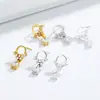 Brincos de tarracha em prata de lei s925 com círculo vazado e zircônia femininos estilo ins banhados a ouro 18K brincos de gota brincos redondos para afinar o rosto