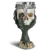 Copa de vino con forma de calavera de resina, con personalidad, adornos de vajilla, copa de vino con forma de calavera de garra de águila, revestimiento de acero inoxidable
