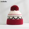 Comercio Exterior Retro Bola de Pelo Jacquard Ins Sombrero de Lana Tejido Coreano Infantil Otoño e Invierno Lindo Cálido Combinable Cara Pequeña
