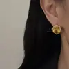 Modelo 2026 Brincos de Luxo Resistentes para Mulheres com Zircônia Laranja Microincrustada, Brincos Versáteis Luxuosos e Modernos
