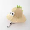 Chapéu de Sol Infantil Cartoon com Aba Larga, Chapéu de Palha Respirável de Verão Fino com Proteção Solar, Chapéu de Pescador Unissex para Viagem de Bebê