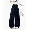 Calça Feminina de Algodão Ecológico Selecionado com Cuidado, Perna Curva, Nova Coleção Outono, Cintura Alta, Emagrecimento, Perna Larga, Solta, Moda, Para Pessoas Altas, Calça Casual