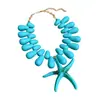 Collar Colgante de Concha de Gota de Agua y Estrella de Mar de Acrílico Estilo Vacacional Exagerado de Verano Cadena para Clavícula Collar Pequeño de Alta Gama para Mujeres