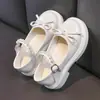 Zapatos Mary Jane de Cuero para Niñas, Estilo Primavera y Otoño, Zapatos de Suela Suave con Lazo de Perlas, Zapatos de Princesa Lolita, Zapatos de Presentación para Niños