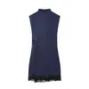 Moda Europea y Americana Transfronteriza Aliexpress Venta Caliente Vestido de Encaje con Retazos de Textura de Satén de Seda