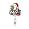 Pato de Natal Acrílico com Glitter Fivela de Puxar Desenho de Pato de Natal Crachá de Equipe Médica Porta-Crachá Retrátil