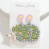 Pendientes Transfronterizos Europeos y Americanos 2025 Lindos Accesorios de Erizo de Dibujos Animados Joyería de Flores Pendientes de Animales Frescos y Dulces Combinan con Todo