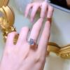 Anillo de Diamante Mujing Jewelry Rectangular Pagoda Coche Plano 8*10 Diamante de Alto Carbono 4 Quilates Clúster de Lujo Plata de Ley 925 Anillo de Diamante Europeo y Americano