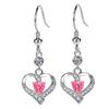 Kalamei Pendientes de Corazón de Melocotón con Larga Duración Pendientes de Botón Diamante de Colores Circonita Blanca Morada Rosa Pendientes de Corazón con Borla