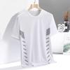 Ice Silk T-shirt de manga curta masculina verão fino de secagem rápida malha esportes fitness meia manga top casual elástica camiseta para o verão