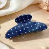 Nuevo Clip de Garra de Hueso de Acrílico de Lunares Azul Marino Clip Hueco de Concha de Abulón Lindo Clip para el Cabello Girly de Alta Gama