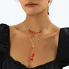Nueva Joyería Transfronteriza, Elegante Diseño de Nicho Moda, Collar de Cristal con Forma de Y para Mujer, Versátil Elegante, Cadena Clavicular de Lujo Accesible