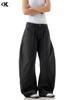 Calças Casuais Scimitar American Workwear 11Kn para Homens e Mulheres, Retro Desgastadas com Cordão Tendência Soltas Casuais Modeladoras Calças de Perna Larga